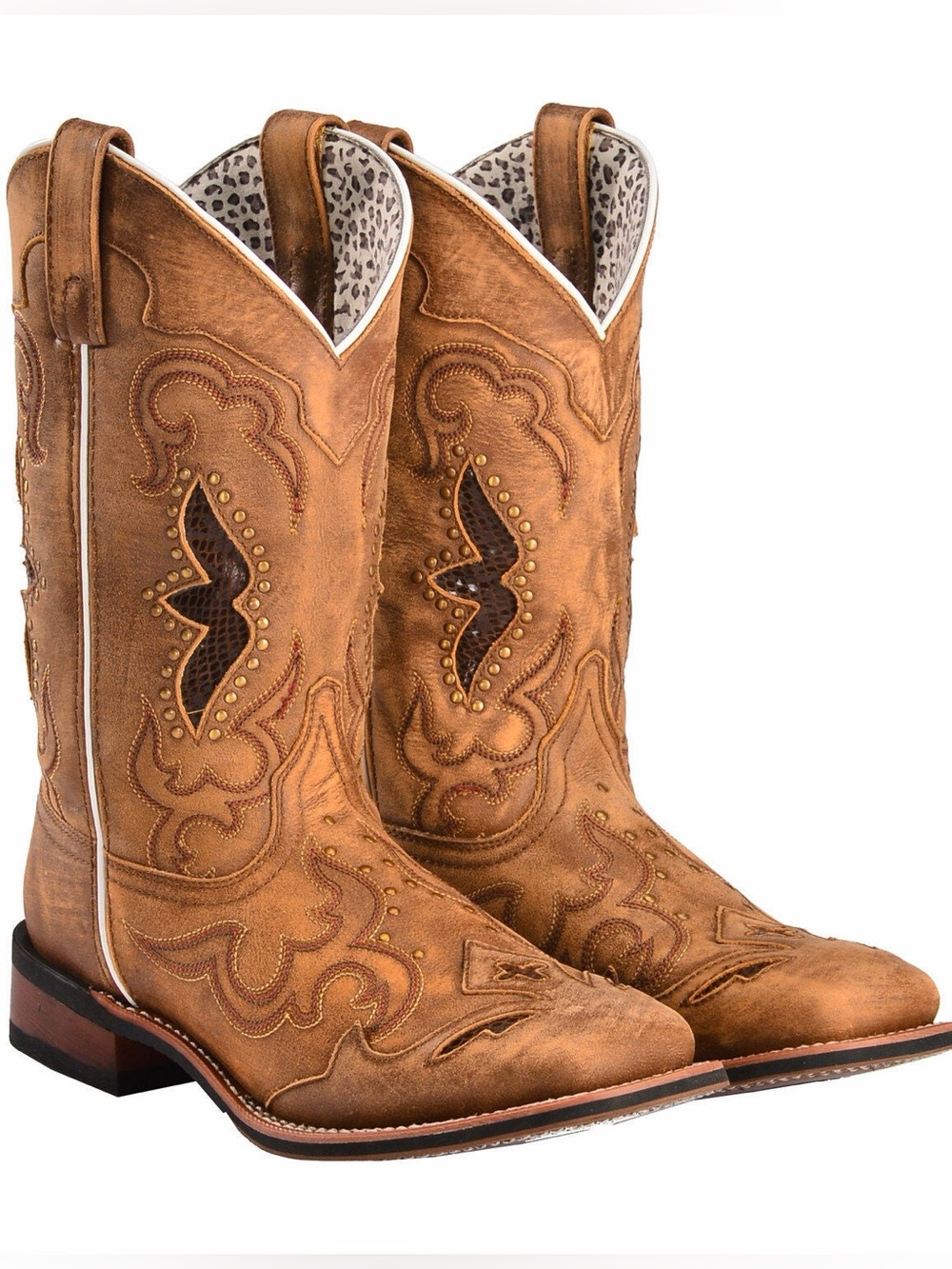 Laredo Spellbound Western Performance Embroidered Leather Boots Square Toe
